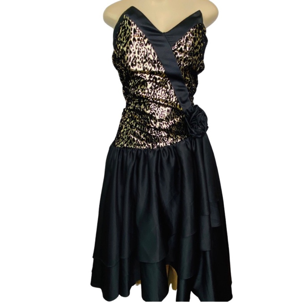 Liza Minnelli Vintage 80’s Lame Strapless Dress 11/12 animal print